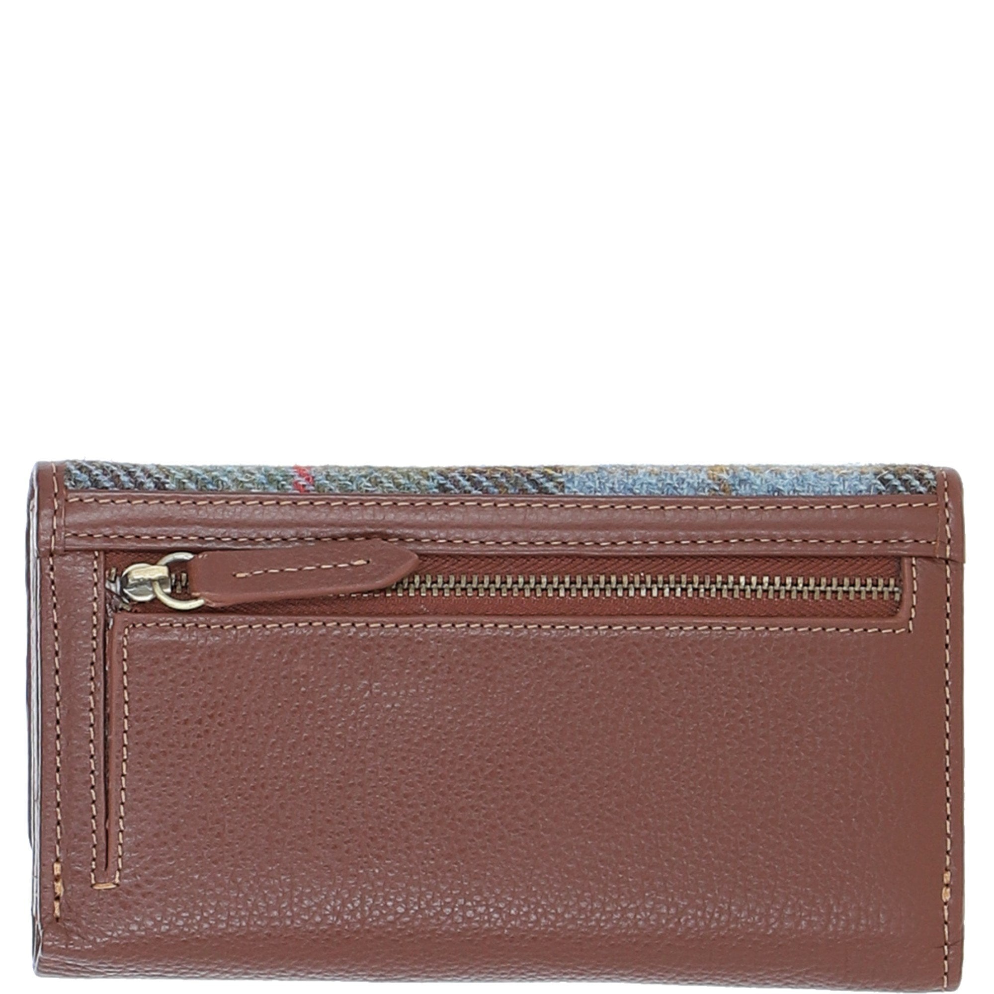 Exquisite Ashwood Leather & Harris Tweed® Cloth Twist-Lock Purse Tann/Mcload: TW-11-02-TM