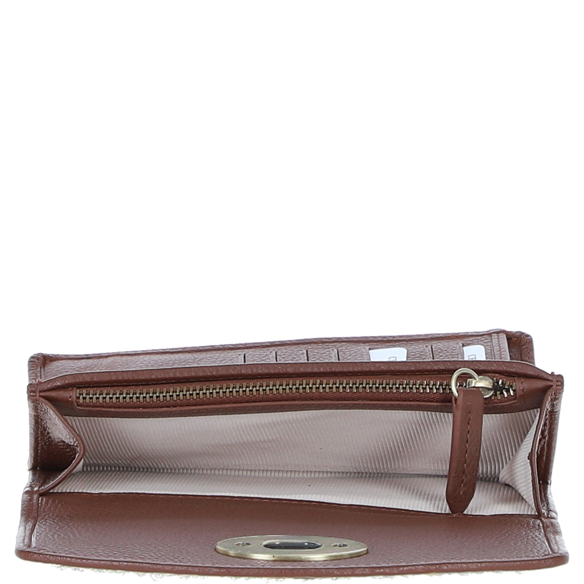 Exquisite Ashwood Leather & Harris Tweed® Cloth Twist-Lock Purse Tan/TL Blue: TW-11-05-TB