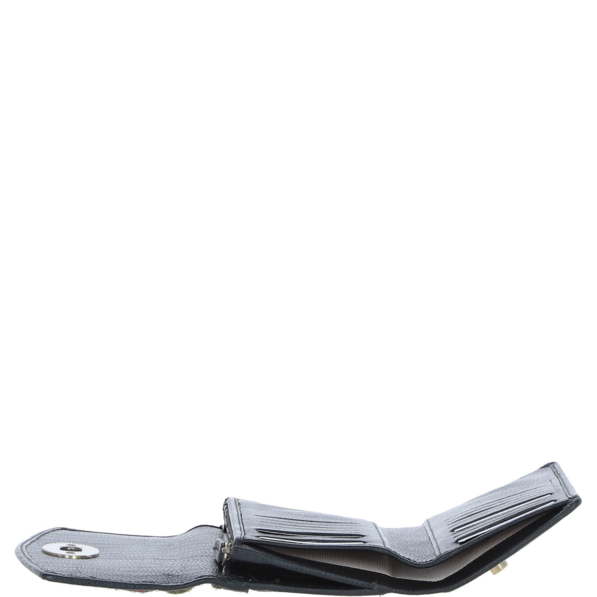 Exquisite Ashwood Leather & Harris Tweed® Cloth Twist-Lock Purse Black/Green/Red: TW-11-07-BR
