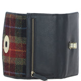 Exquisite Ashwood Leather & Harris Tweed® Cloth Twist-Lock Purse Black/Green/Red: TW-11-07-BR