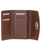 Exquisite Ashwood Leather & Harris Tweed® Cloth Twist-Lock Purse Tan/Green/Red: TW-11-08-TR