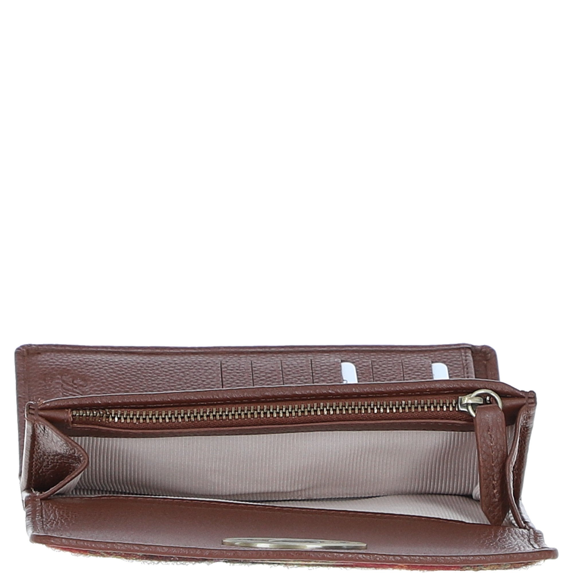 Exquisite Ashwood Leather & Harris Tweed® Cloth Twist-Lock Purse Tan/Green/Red: TW-11-08-TR