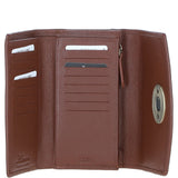 Exquisite Ashwood Leather & Tweed Twist-Lock Purse Tan/Green Check: TW-11-10-TGNH