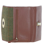 Exquisite Ashwood Leather & Tweed Twist-Lock Purse Tan/Green Check: TW-11-10-TGNH