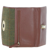 Exquisite Ashwood Leather & Tweed Twist-Lock Purse Tan/Green Check: TW-11-10-TGNH