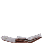 Exquisite Ashwood Leather & Harris Tweed® Cloth Twist-Lock Purse Tan/Navy: TW-11-11-TN