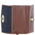Exquisite Ashwood Leather & Harris Tweed® Cloth Twist-Lock Purse Tan/Navy: TW-11-11-TN