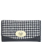 Exquisite Ashwood Leather & Harris Tweed® Cloth Twist-Lock Purse Black/White: TW-11-12-BW