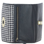 Exquisite Ashwood Leather & Harris Tweed® Cloth Twist-Lock Purse Black/White: TW-11-12-BW