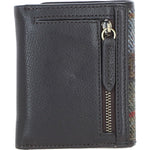 Elegant Ashwood Leather & Harris Tweed® Cloth Trifold Twist-Lock Purse Brown/Mcload: TW-10-01-BM