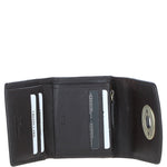 Elegant Ashwood Leather & Harris Tweed® Cloth Trifold Twist-Lock Purse Brown/Mcload: TW-10-01-BM
