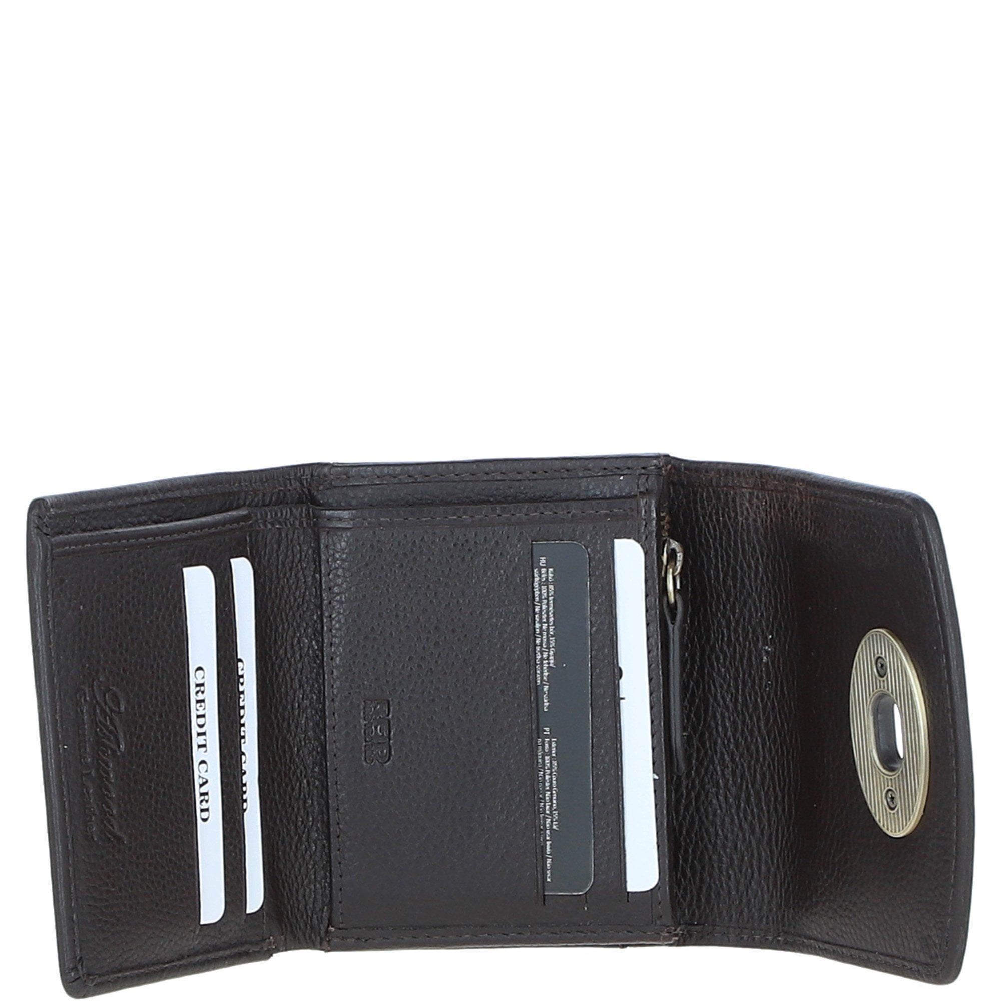 Elegant Ashwood Leather & Harris Tweed® Cloth Trifold Twist-Lock Purse Brown/Mcload: TW-10-01-BM