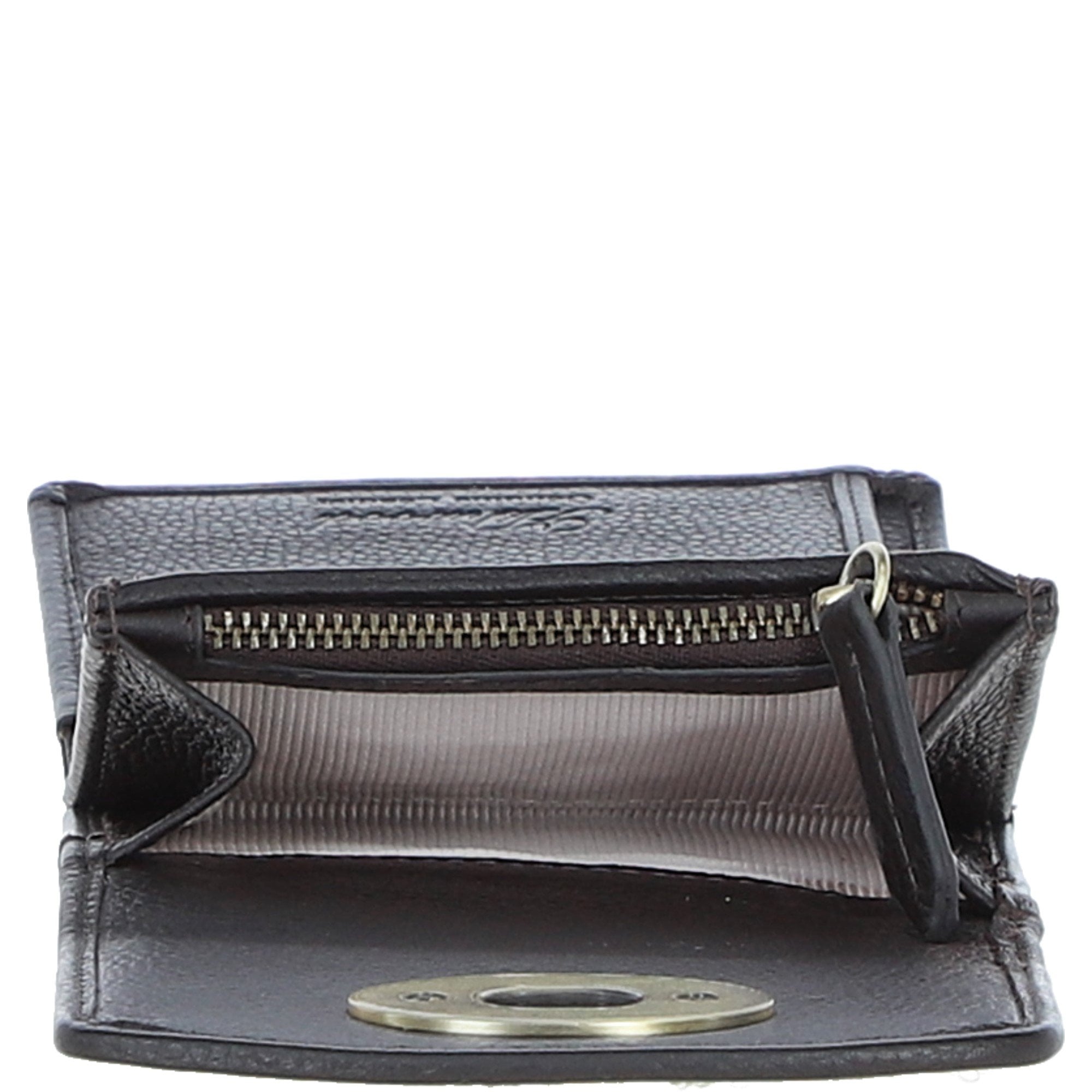 Elegant Ashwood Leather & Harris Tweed® Cloth Trifold Twist-Lock Purse Brown/Mcload: TW-10-01-BM