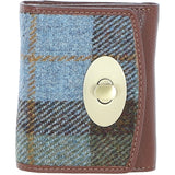 Elegant Ashwood Leather & Harris Tweed® Cloth Trifold Twist-Lock Purse Tann/Mcload: TW-10-02-TM