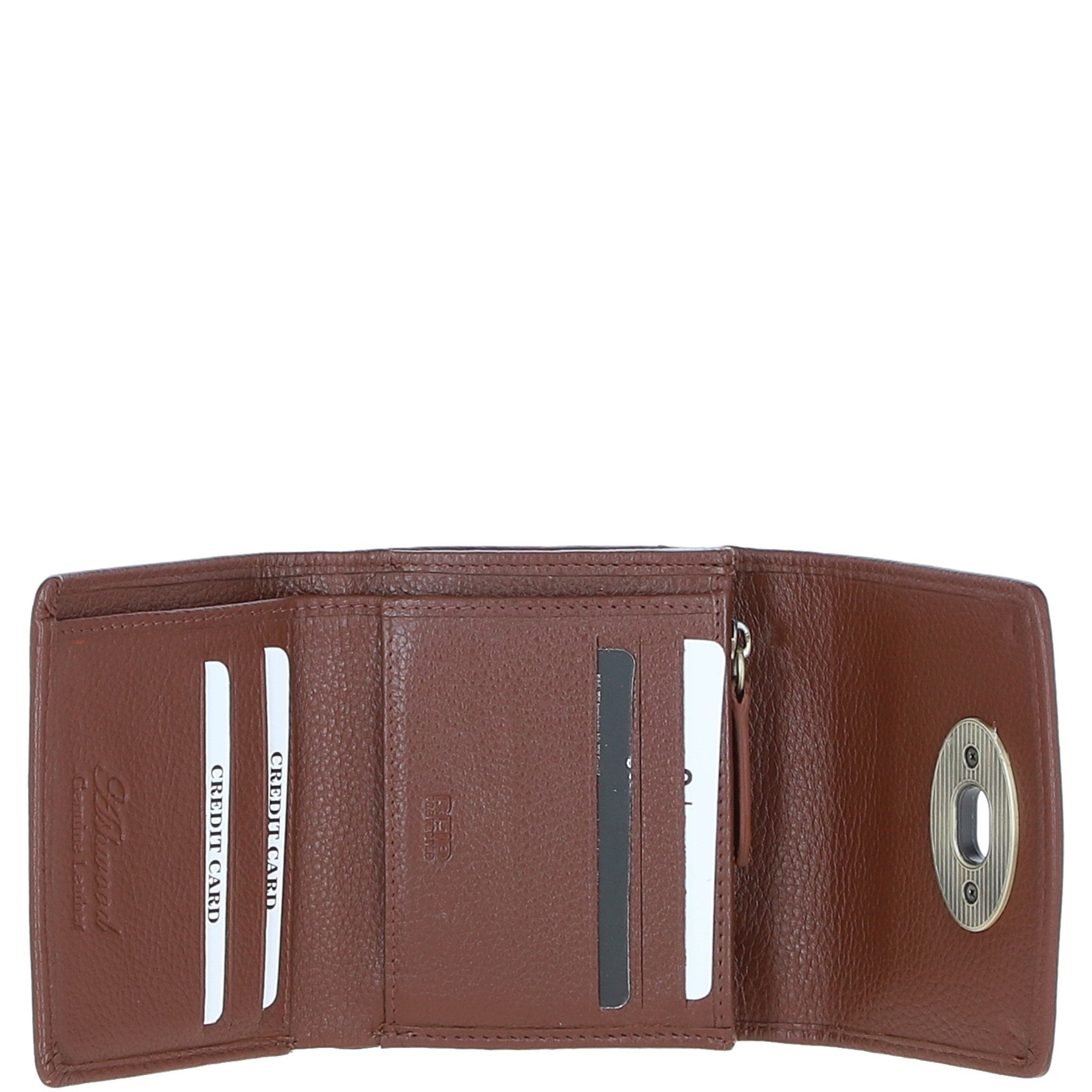 Elegant Ashwood Leather & Harris Tweed® Cloth Trifold Twist-Lock Purse Tann/Mcload: TW-10-02-TM