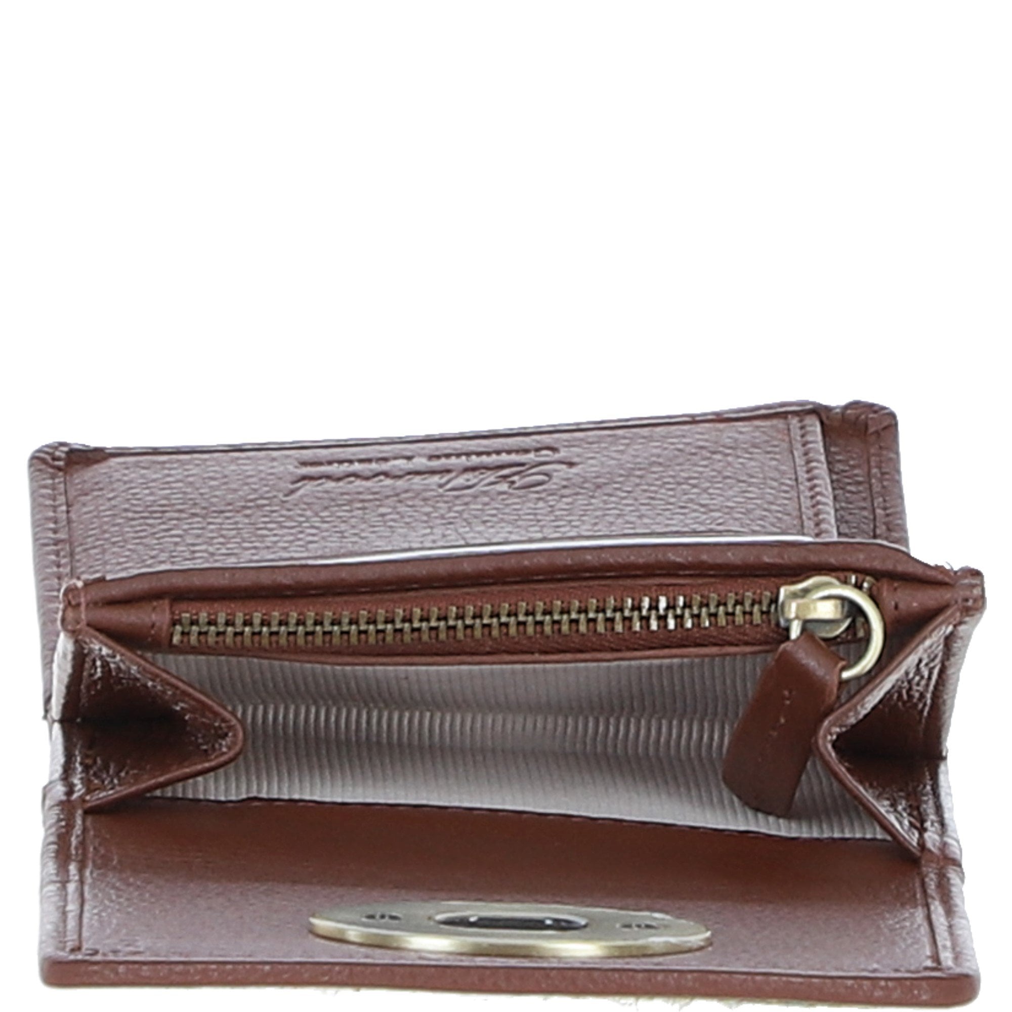Elegant Ashwood Leather & Harris Tweed® Cloth Trifold Twist-Lock Purse Tann/Mcload: TW-10-02-TM