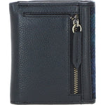 Elegant Ashwood Leather & Harris Tweed® Cloth Trifold Twist-Lock Purse Black/Watch: TW-10-03-BW