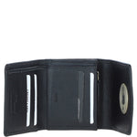 Elegant Ashwood Leather & Harris Tweed® Cloth Trifold Twist-Lock Purse Black/Watch: TW-10-03-BW