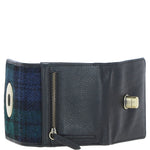 Elegant Ashwood Leather & Harris Tweed® Cloth Trifold Twist-Lock Purse Black/Watch: TW-10-03-BW