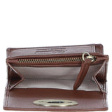Elegant Ashwood Leather & Harris Tweed® Cloth Trifold Twist-Lock Purse Tan/Watch: TW-10-04-TW