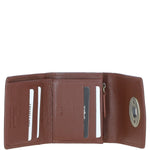 Elegant Ashwood Leather & Harris Tweed® Cloth Trifold Twist-Lock Purse Tan/TL Blue: TW-10-05-TB