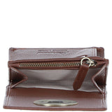 Elegant Ashwood Leather & Harris Tweed® Cloth Trifold Twist-Lock Purse Tan/TL Blue: TW-10-05-TB