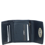 Elegant Ashwood Leather & Harris Tweed® Cloth Trifold Twist-Lock Purse Navy/Pink: TW-10-06-NP