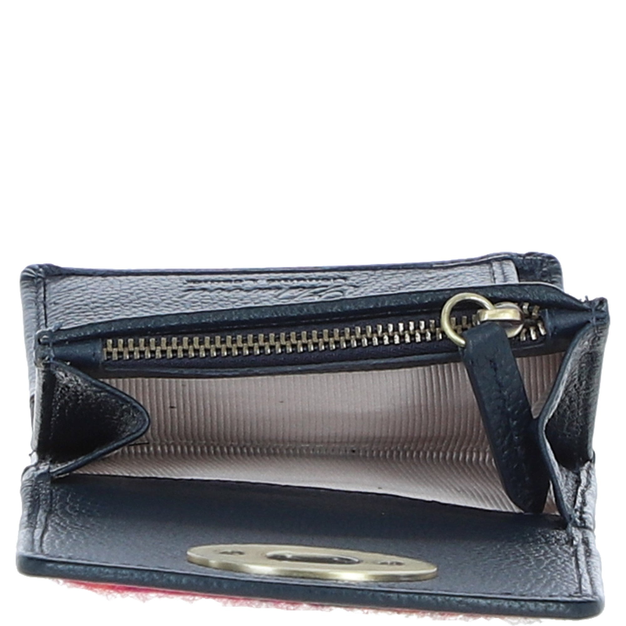 Elegant Ashwood Leather & Harris Tweed® Cloth Trifold Twist-Lock Purse Navy/Pink: TW-10-06-NP
