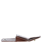 Elegant Ashwood Leather & Harris Tweed® Cloth Trifold Twist-Lock Purse Tan/Green/Red: TW-10-08-TR