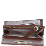 Elegant Ashwood Leather & Harris Tweed® Cloth Trifold Twist-Lock Purse Tan/Green/Red: TW-10-08-TR
