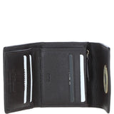 Elegant Ashwood Leather & Harris Tweed® Cloth Trifold Twist-Lock Purse Brown/Green: TW-10-09-BG