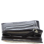 Elegant Ashwood Leather & Harris Tweed® Cloth Trifold Twist-Lock Purse Brown/Green: TW-10-09-BG