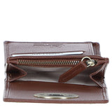Elegant Ashwood Leather & Harris Tweed® Cloth Trifold Twist-Lock Purse Tan/Green Check: TW-10-10-TGNH