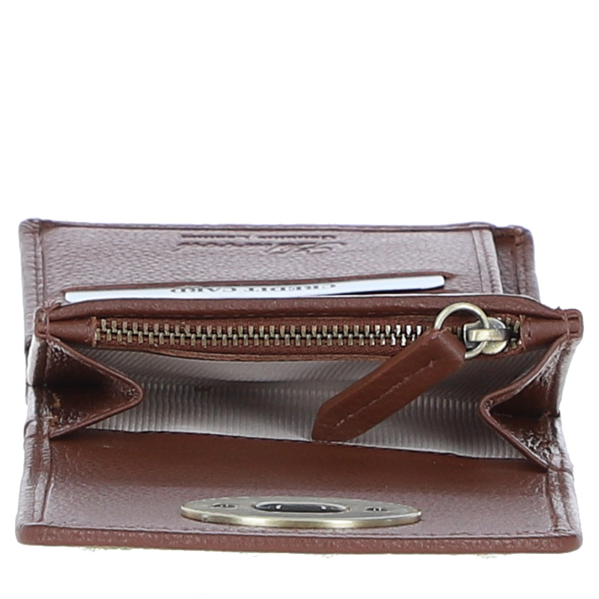 Elegant Ashwood Leather & Harris Tweed® Cloth Trifold Twist-Lock Purse Tan/Green Check: TW-10-10-TGNH