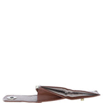Elegant Ashwood Leather & Harris Tweed® Cloth Trifold Twist-Lock Purse Tan/Navy: TW-10-11-TN