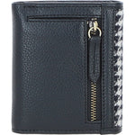 Elegant Ashwood Leather & Harris Tweed® Cloth Trifold Twist-Lock Purse Black/White: TW-10-12-BW