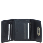 Elegant Ashwood Leather & Harris Tweed® Cloth Trifold Twist-Lock Purse Black/White: TW-10-12-BW