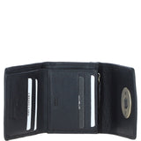 Elegant Ashwood Leather & Harris Tweed® Cloth Trifold Twist-Lock Purse Black/White: TW-10-12-BW