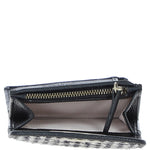 Elegant Ashwood Leather & Harris Tweed® Cloth Trifold Twist-Lock Purse Black/White: TW-10-12-BW