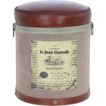 Ashwood Leather Saint-Emilion Stool Brown/Grey: KI-006