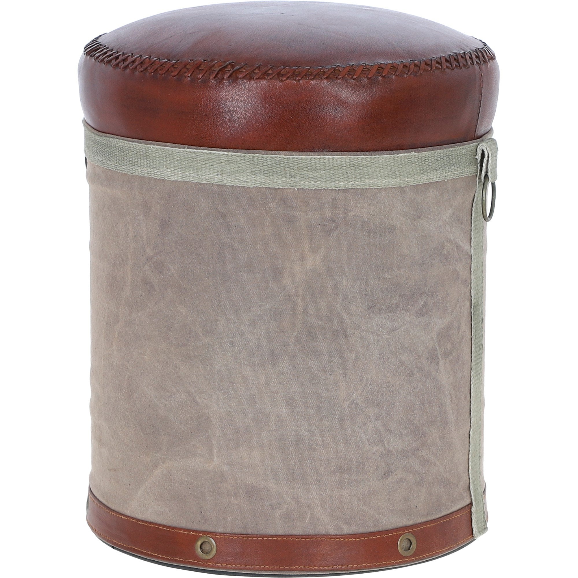 Ashwood Leather Saint-Emilion Stool Brown/Grey: KI-006