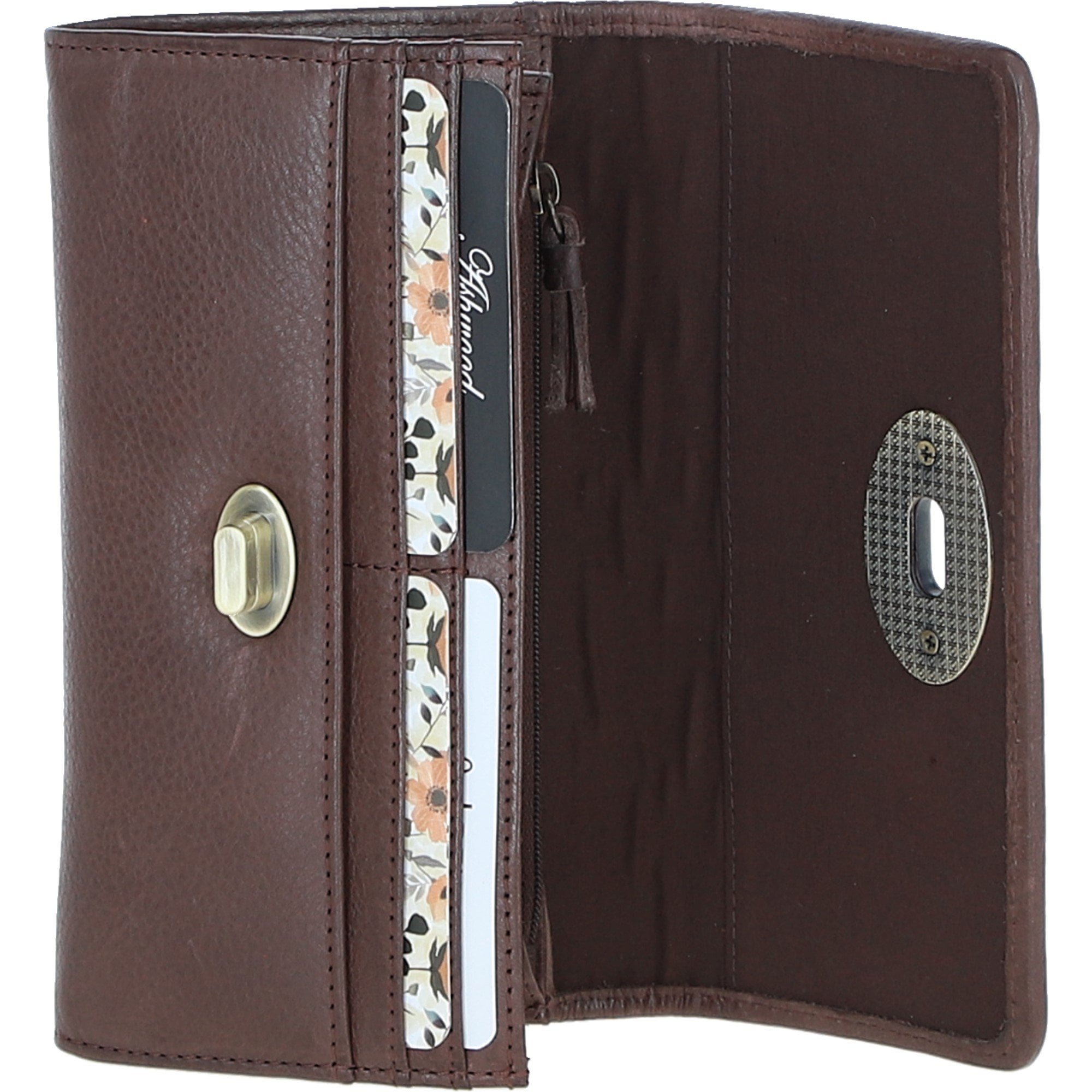 Elegant Ashwood Leather Woven Purse Brown: GV-31969