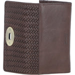 Elegant Ashwood Leather Woven Purse Brown: GV-31969