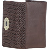 Elegant Ashwood Leather Woven Purse Brown: GV-31969