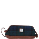Ashwood Leather & Harris Tweed® Cloth Unisex Washbag Tan/Watch: TW-40-04-TW