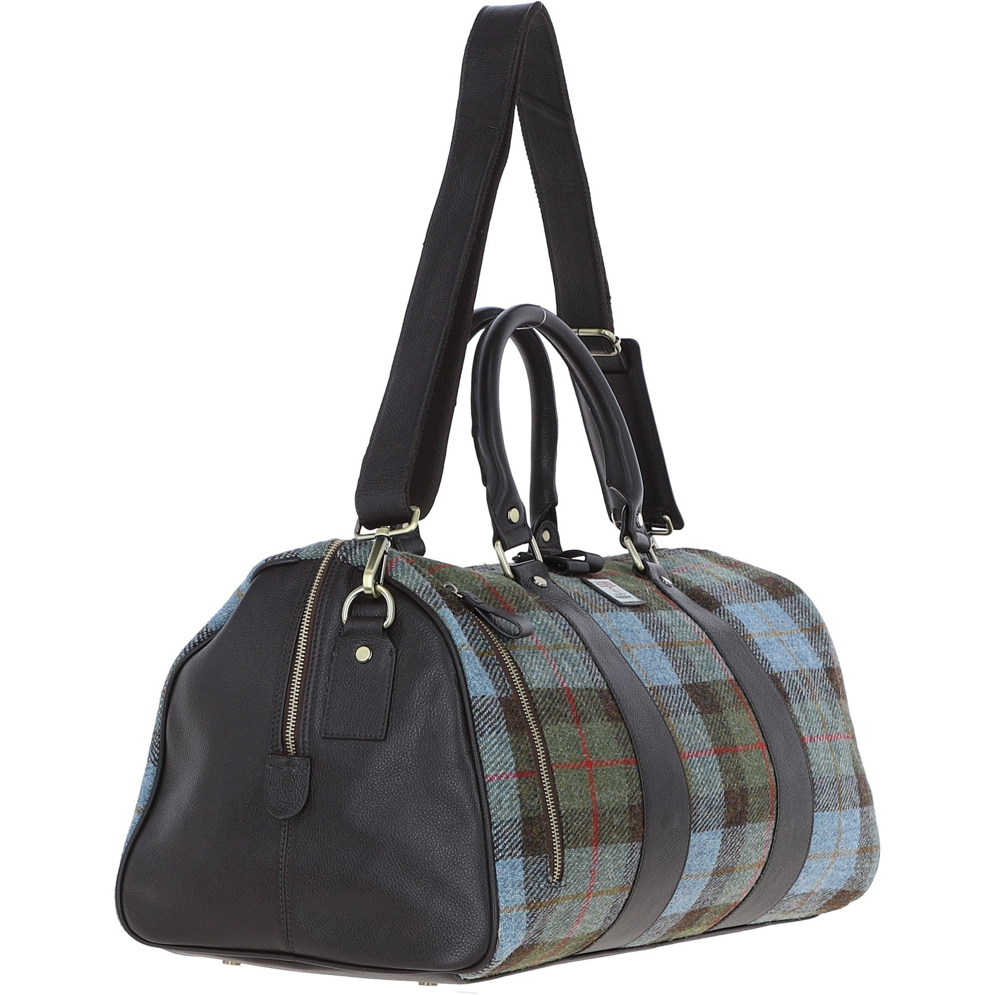Ashwood Leather & Harris Tweed® Cloth Large Holdall Brown/Mcload: TW-47-01-BM
