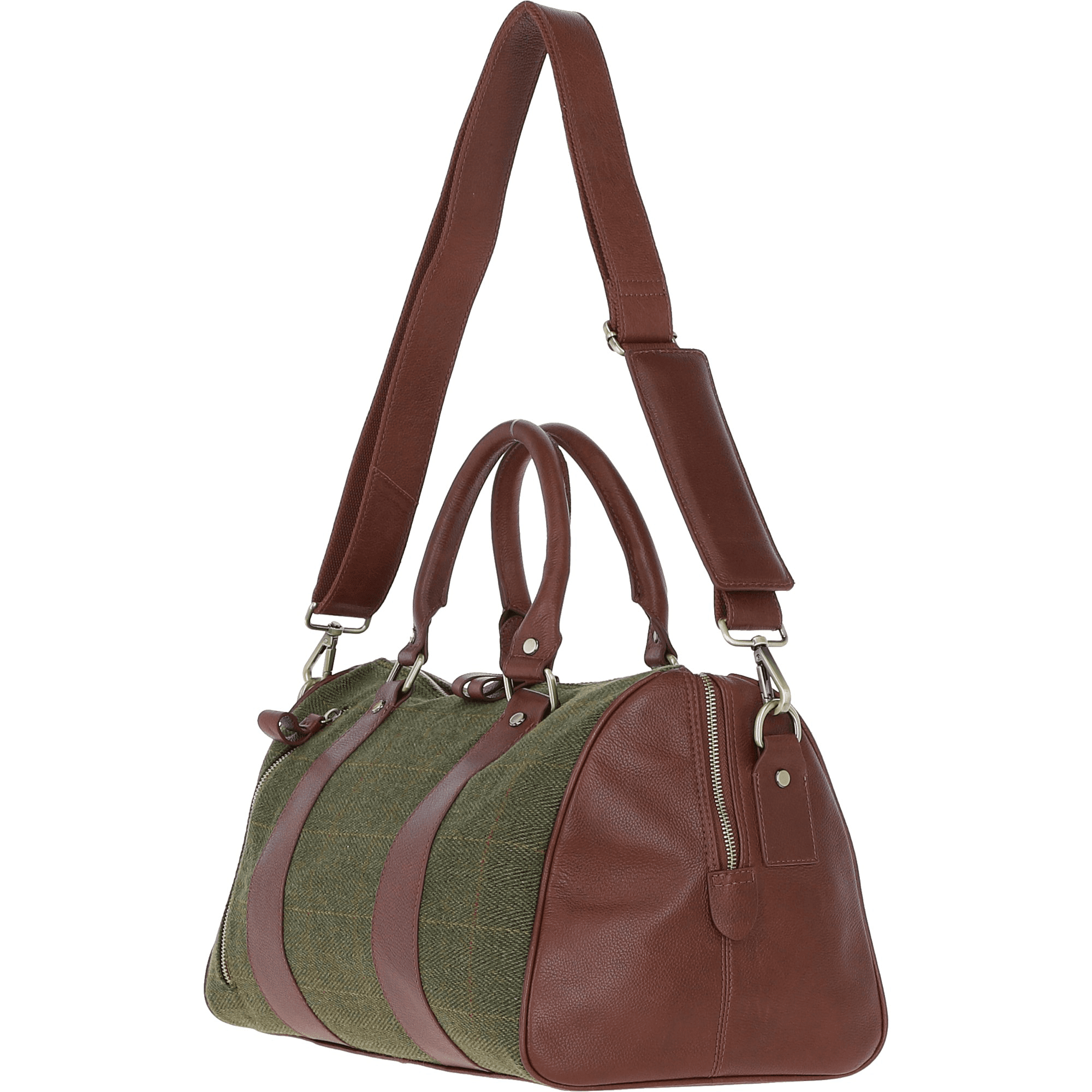 Ashwood Leather & Tweed Doctor Holdall Tan/Green Check: TW-46-10-TGNH