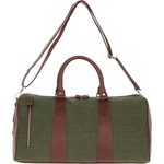 Ashwood Leather & Tweed Large Holdall Tan/Green Check: TW-47-10-TGNH