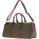 Ashwood Leather & Tweed Large Holdall Tan/Green Check: TW-47-10-TGNH