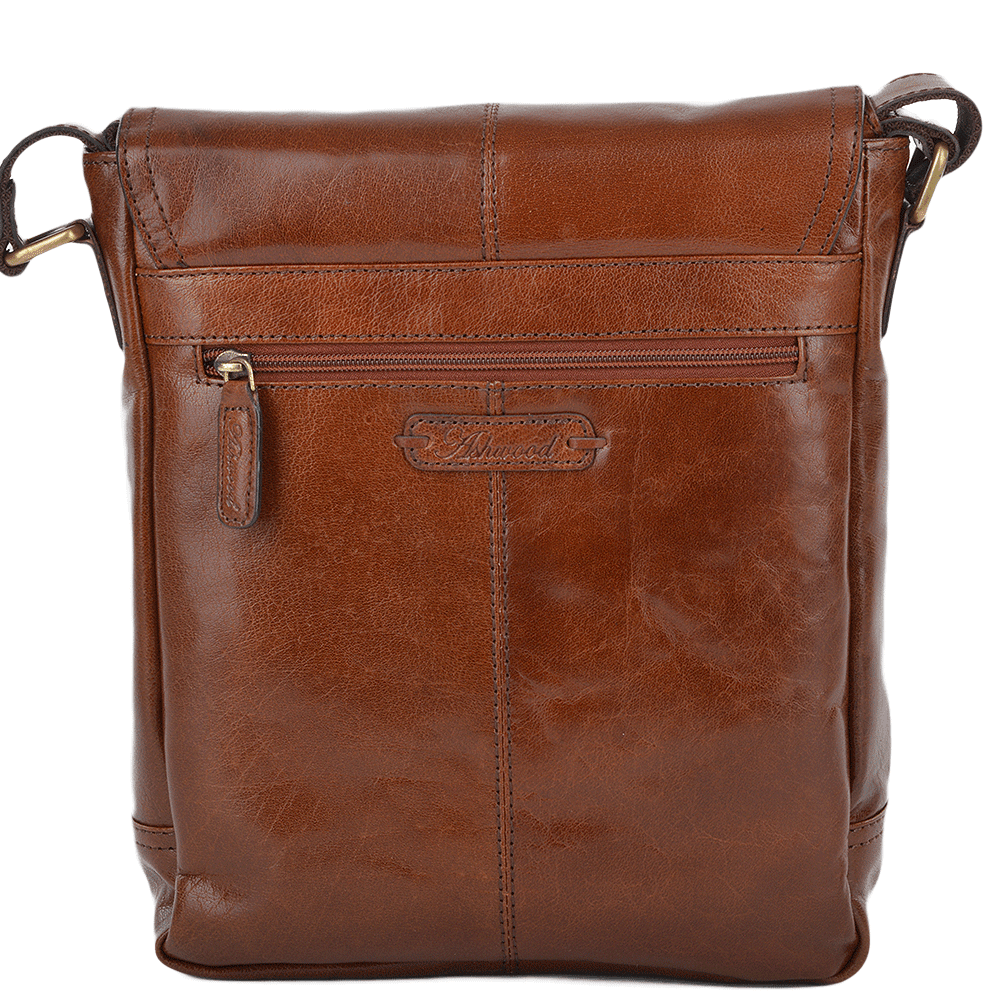 Mens A4 Ipad Pocket Leather Messenger Bag Chestnut/vt : Benjamin